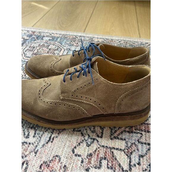 Frye Jim Wedge Wingtip Suede Oxford Grey Leather Shoes Men\'s Size 11 Blue Laces main image 7